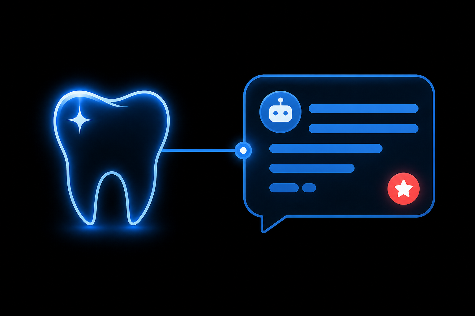 Tooth icon connected to an AI answer
